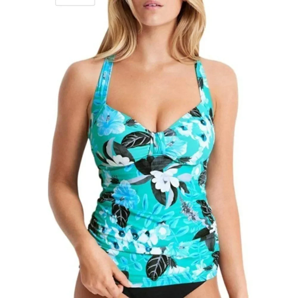 Seafolly Sz 10 Twist Halter Singlet Tankini and matching bottom 2 piece set